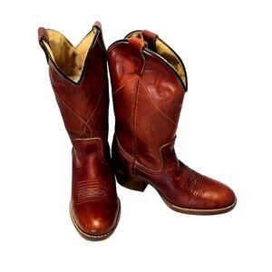 Dingo Toddler Embroidered Western Congac Leather Brown Boots Size 12.5D